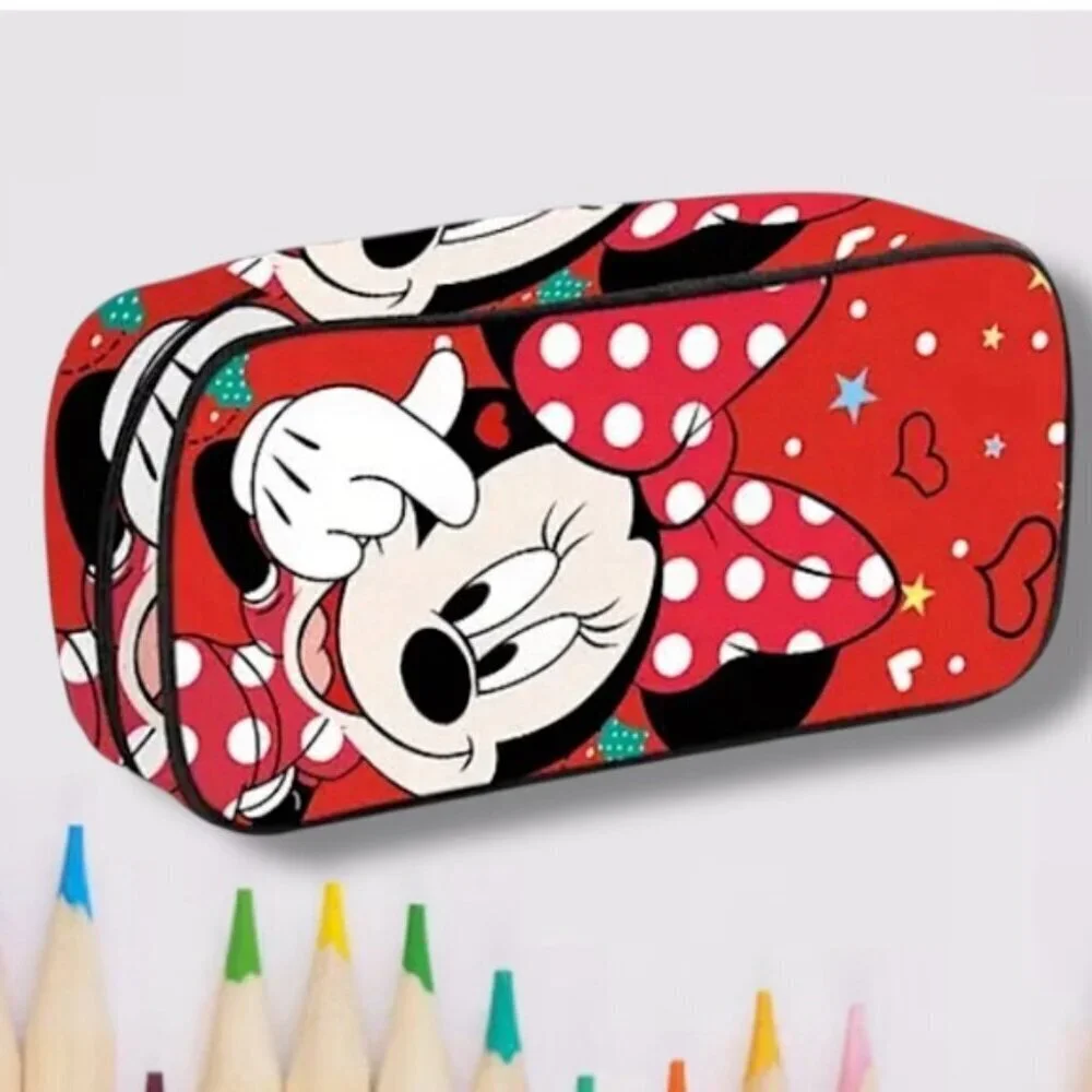 Disney Minnie Mouse Red White Pen Pencil Case Multipurpose Storage Case NEW